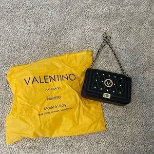 Valentino Black Handbag with Gold Hardware